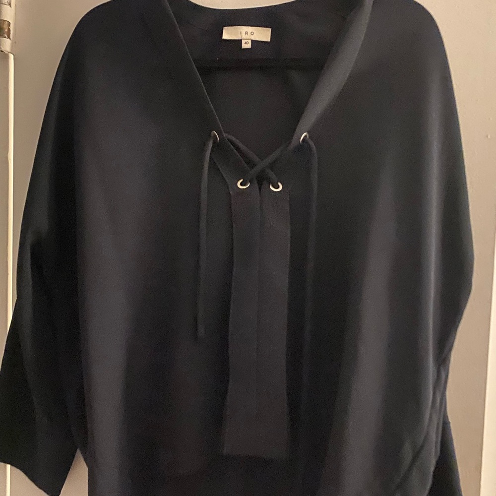 Iro Tie Front Navy Blouse